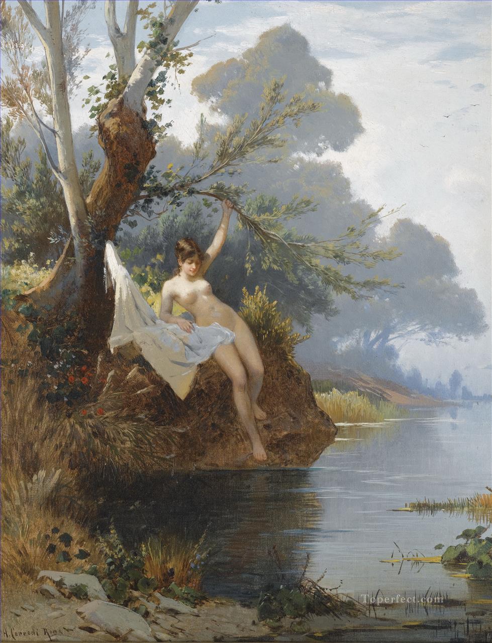 con la riva del fiume Hermann David Salomon Corrodi Classical Nude Oil Paintings